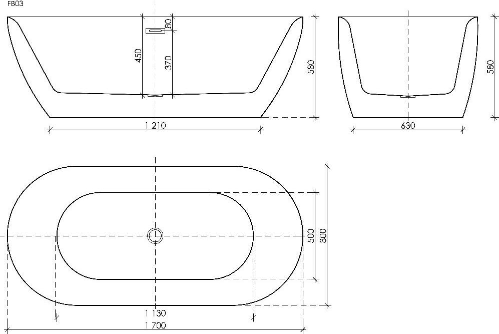 Акриловая ванна Sancos Fusion 170x80 FB03, белый