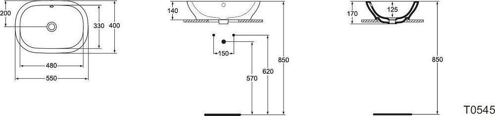 Раковина 55 см Ideal Standard Active T054501, белый