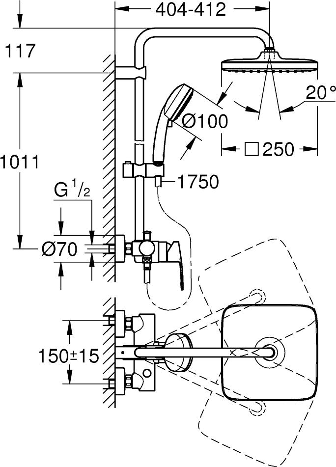 Душевая стойка Grohe Tempesta Cosmopolitan 26692000, хром