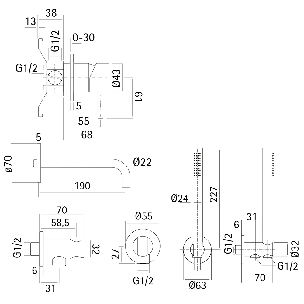 Смеситель для ванны с душем Huber Lynox LX001100D1 серый