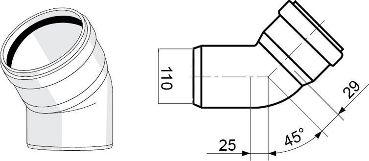 Отвод Rehau Raupiano Plus 45° 110 мм