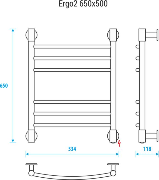 Полотенцесушитель электрический Energy Ergo2 650x500, EETR0ERGO2655000000