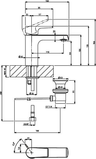 Смеситель Villeroy & Boch Liberty TVW10700100061 для раковины, хром