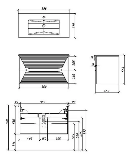 Тумба под раковину Caprigo Modo Terza 35615-SF024 зеленый