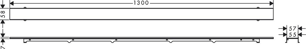 Внешняя часть слива для душа Hansgrohe RainDrain Rock 56034000 120 см, для облицовки плиткой