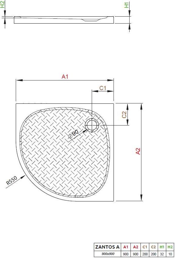 Душевой поддон Radaway Zantos A 90x90 см M3ZNA9090-06, белый