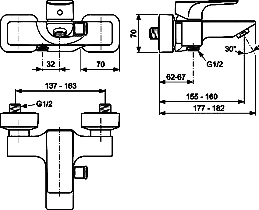 Смеситель Ideal Standard Strada A5848AA для ванны с душем