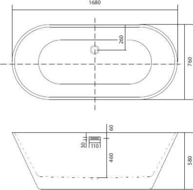 Акриловая ванна Aquatek Хорса 168x76 см AQ-5776, белый