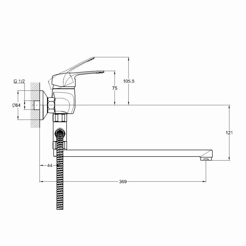 Смеситель для ванны с душем Solone Lun LUN6-A031 хром