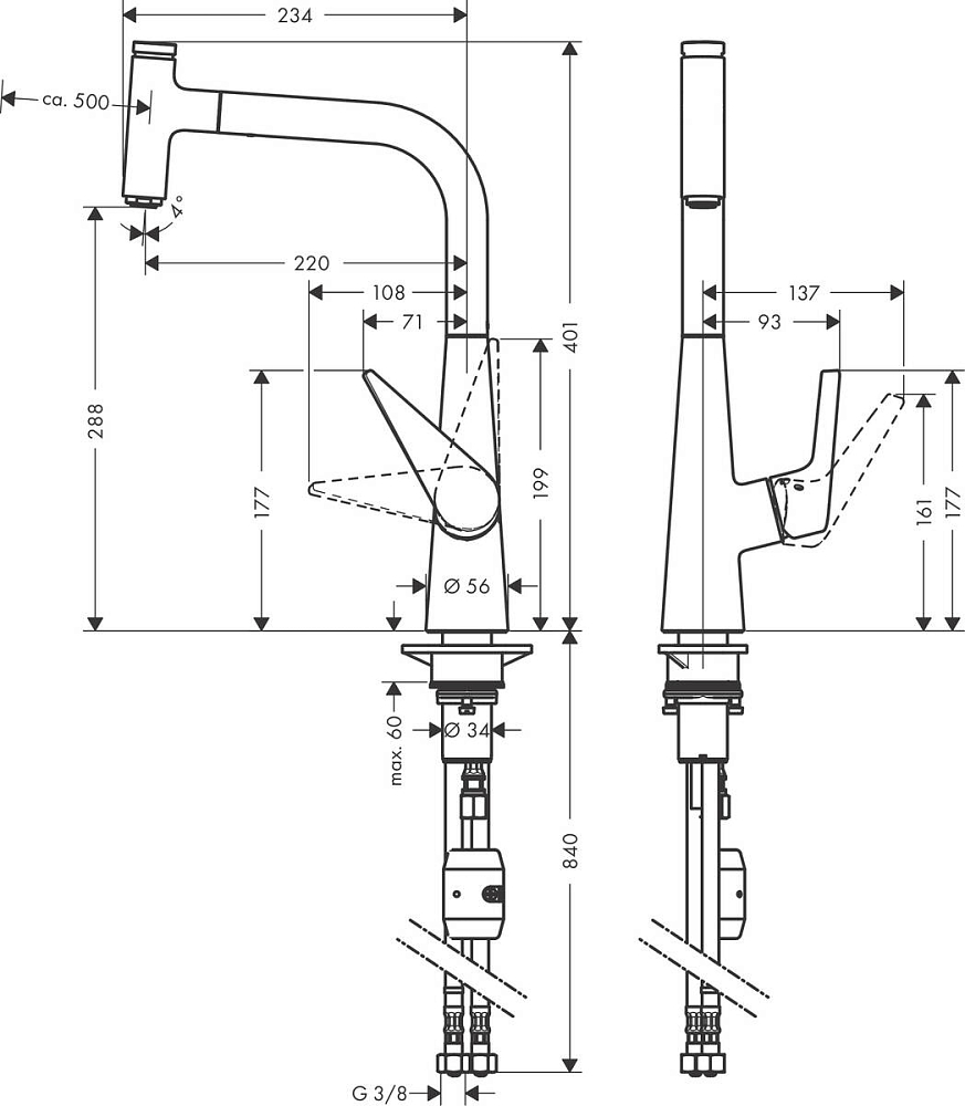 Смеситель для кухонной мойки Hansgrohe Talis Select S 72821800, под сталь