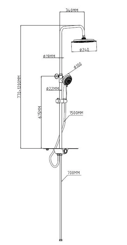 Душевой гарнитур Esko ST1010shelf хром