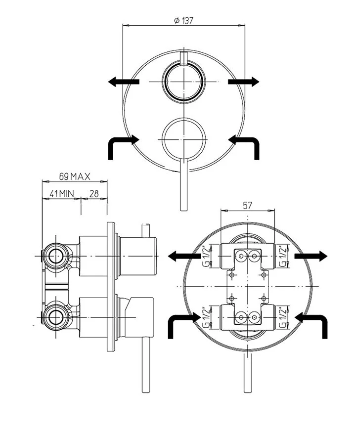 Смеситель для душа Paini COX 78PZ6911 черный