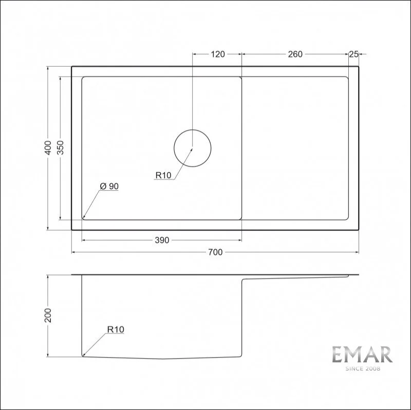 Кухонная мойка Emar Best EMB-124 PVD Nano Dark черный