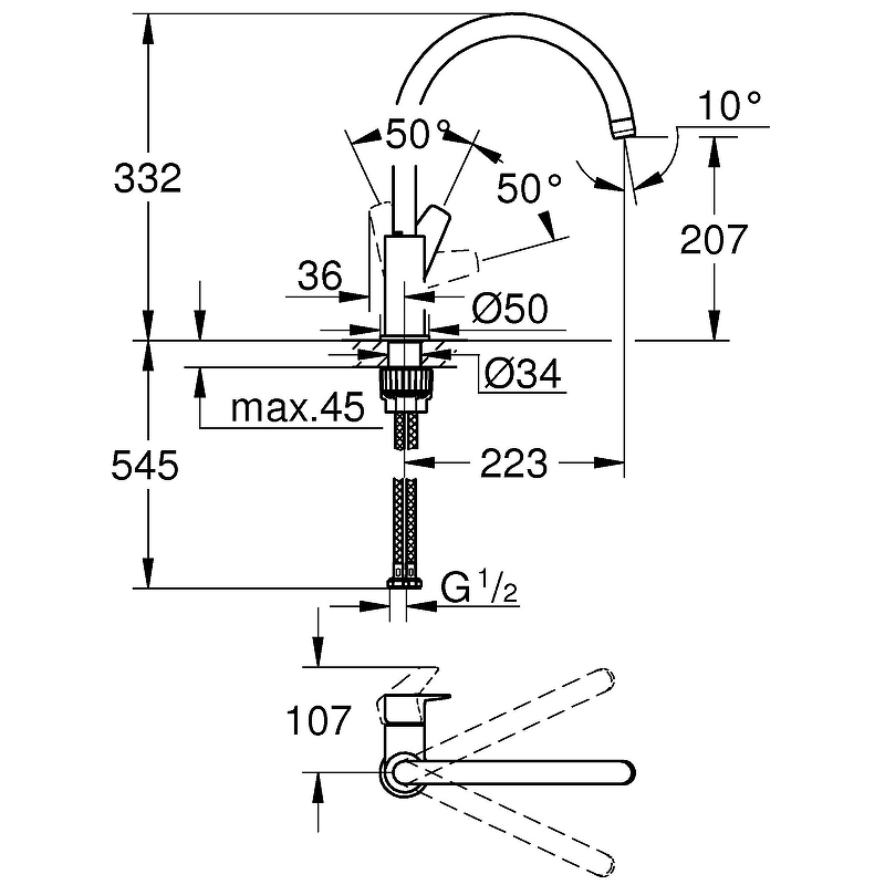 Смеситель для кухни Grohe BauEdge 31233001 хром