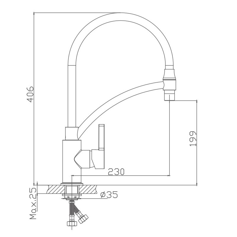 Смеситель для кухни Haiba HB73643-7 черный