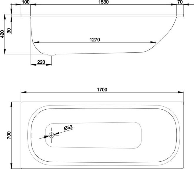 Ванна Bette Form 2020 2945-000 AD AS 170х70х42 см, с системой антишум, антислип SENSE, белый