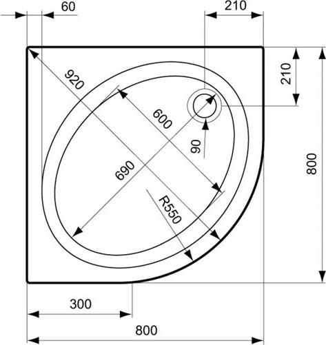 Поддон для душа 80x80 см Ideal Standard Connect K198301 слив 90 мм, белый