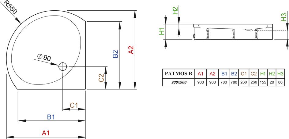 Поддон для душа Radaway Patmos B900