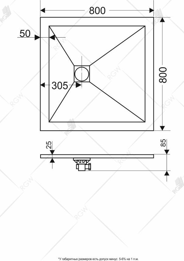 Душевой поддон RGW ST-W 16152088-01 80x80 см, белый