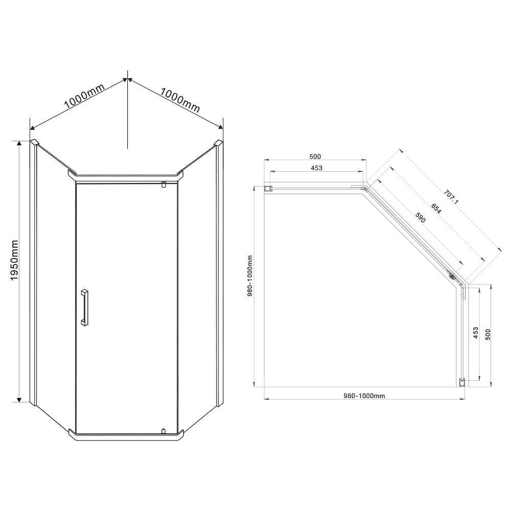 Душевой уголок Vincea Stresa VSP-1S100CLB 100x100, черный, стекло прозрачное