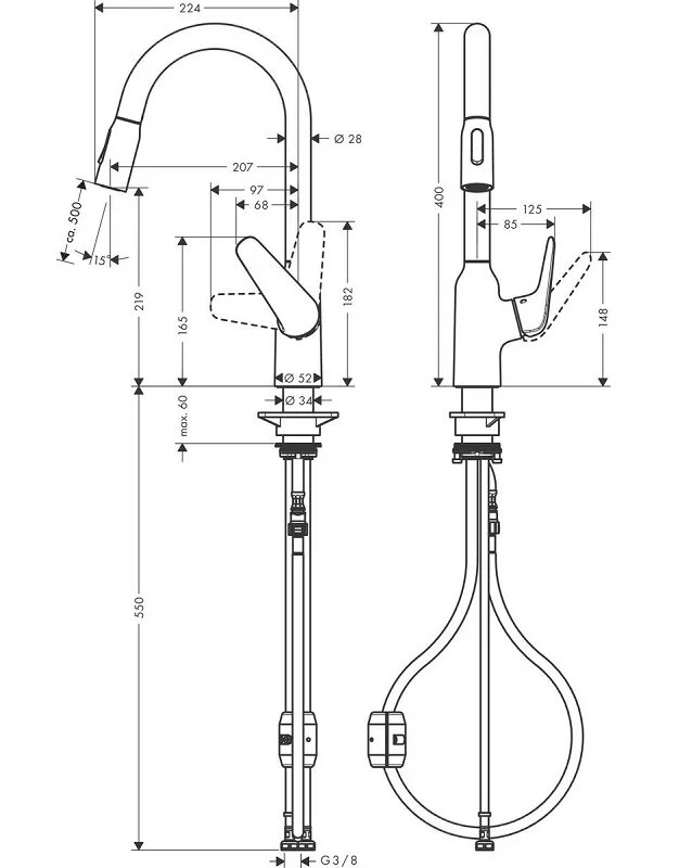 Смеситель для кухни Hansgrohe Focus M42 71800000, хром