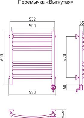 Полотенцесушитель электрический Сунержа Богема 00-0503-6050 60x50 R