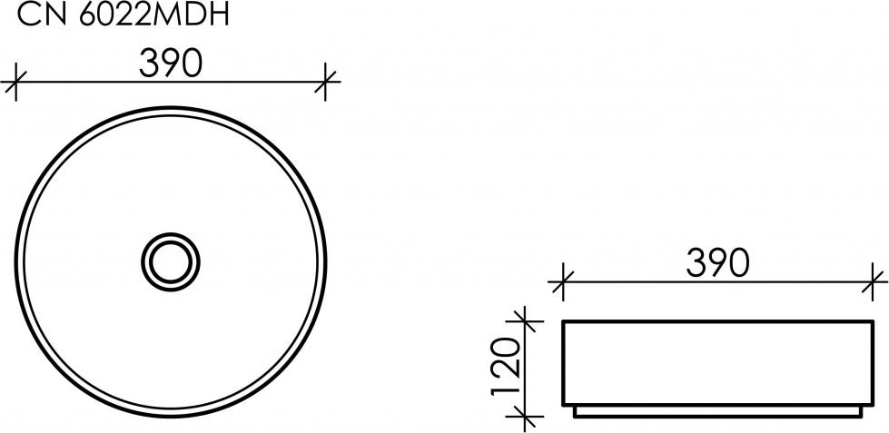 Раковина накладная 39 см Ceramica Nova Element CN6022MDH, тёмный антрацит матовый