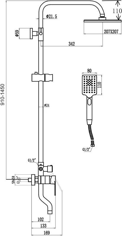 Душевая система Savol S-602242 хром