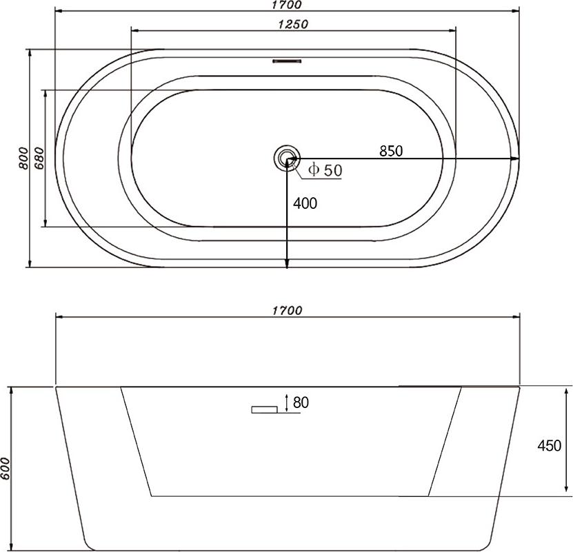 Акриловая ванна Abber 170x80 AB9209