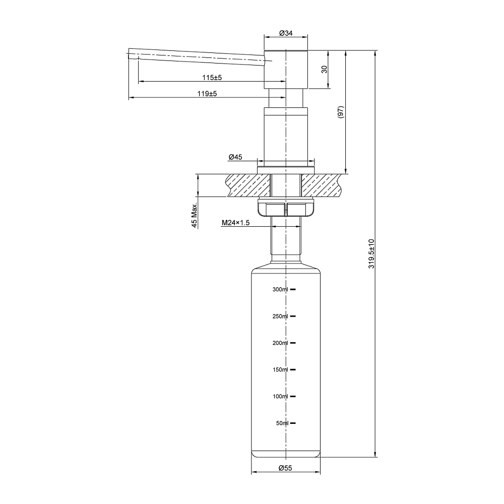 Дозатор жидкого мыла Lemark Expert LM8203GMN графит