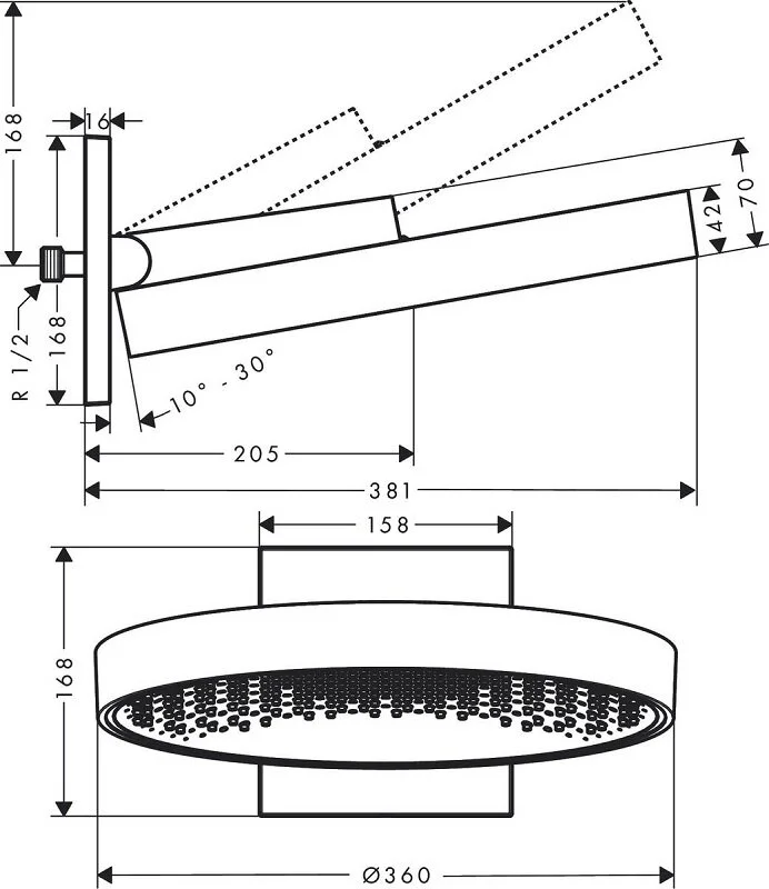 Верхний душ Hansgrohe Rainfinity 26230140, бронза, черный