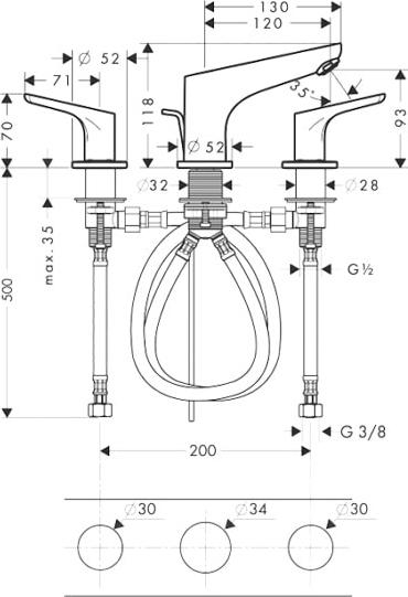 Смеситель на край ванны Hansgrohe Focus 31937000, хром