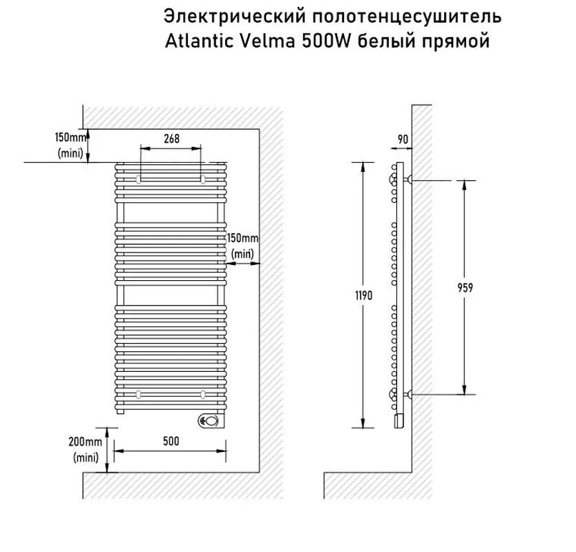 Полотенцесушитель электрический Atlantic Velma 100021 белый