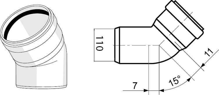 Отвод Rehau Raupiano Plus 15° 110 мм