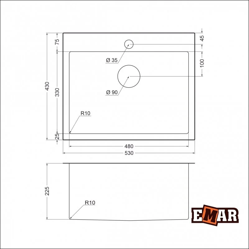 Кухонная мойка Emar Best EMB-115 PVD Nano Dark черный