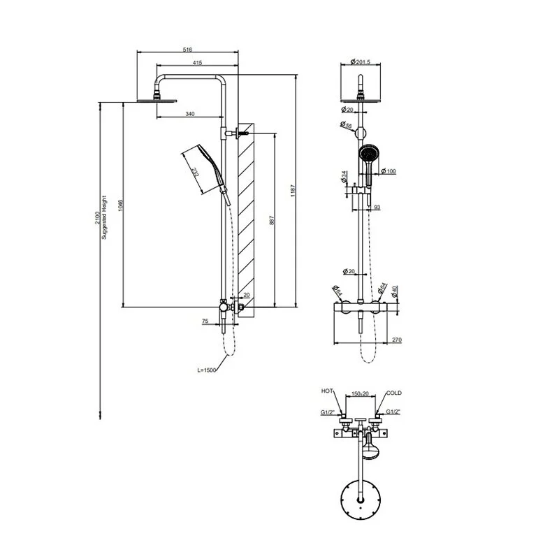 Душевая система Gessi Emporio Shower 35181/299 черный