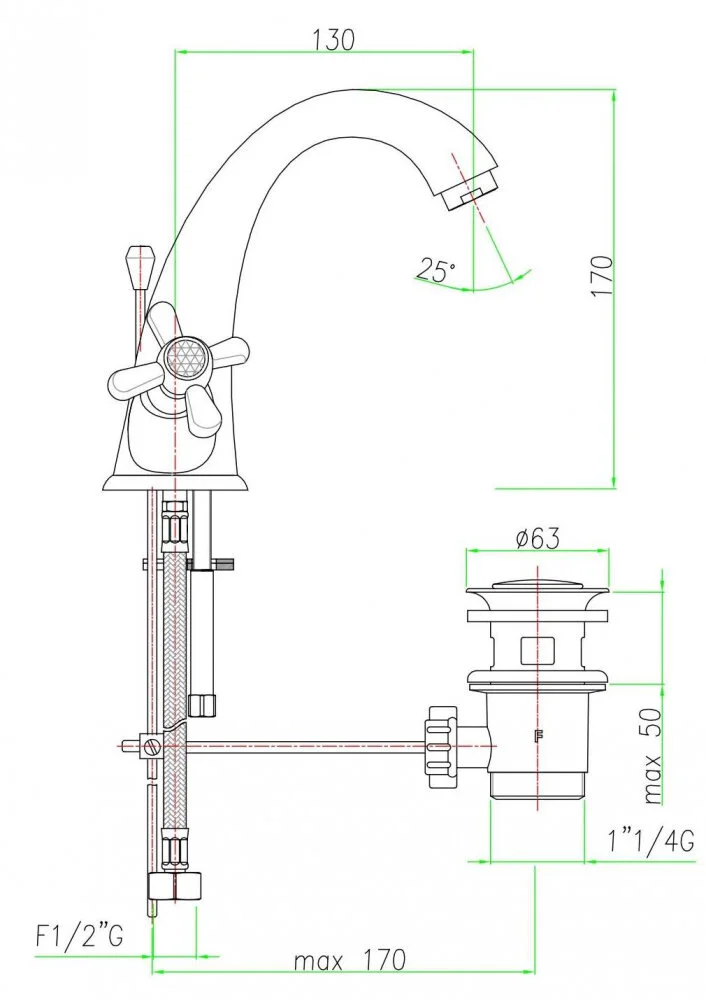 Смеситель для раковины Fiore Margot 01ZZ0623 бронза