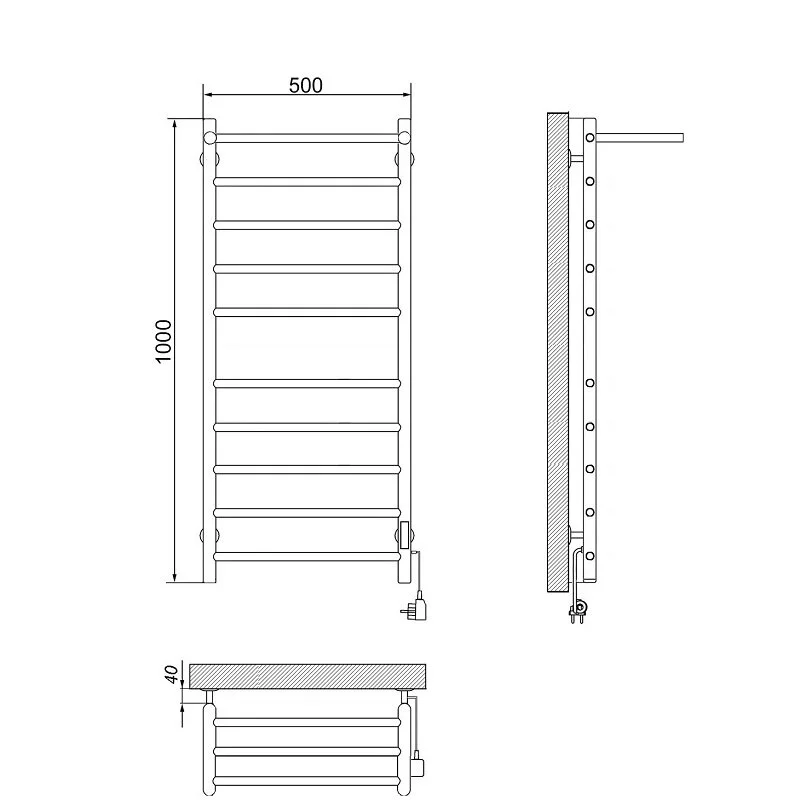 Полотенцесушитель электрический Ника Way-2 WAY-2 100/50 с/п U хром