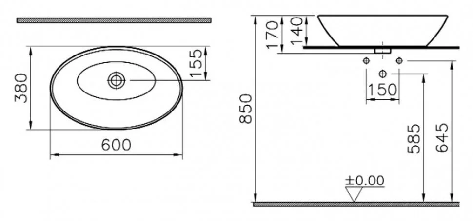 Раковина накладная VitrA Geo 4423B003-0012 белый