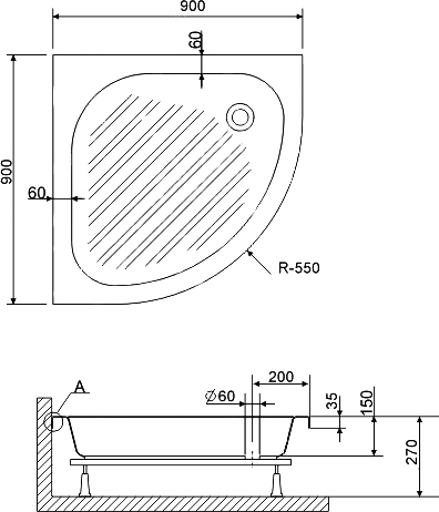 Поддон для душа RGW Acrylic BP/CL-S 90x90