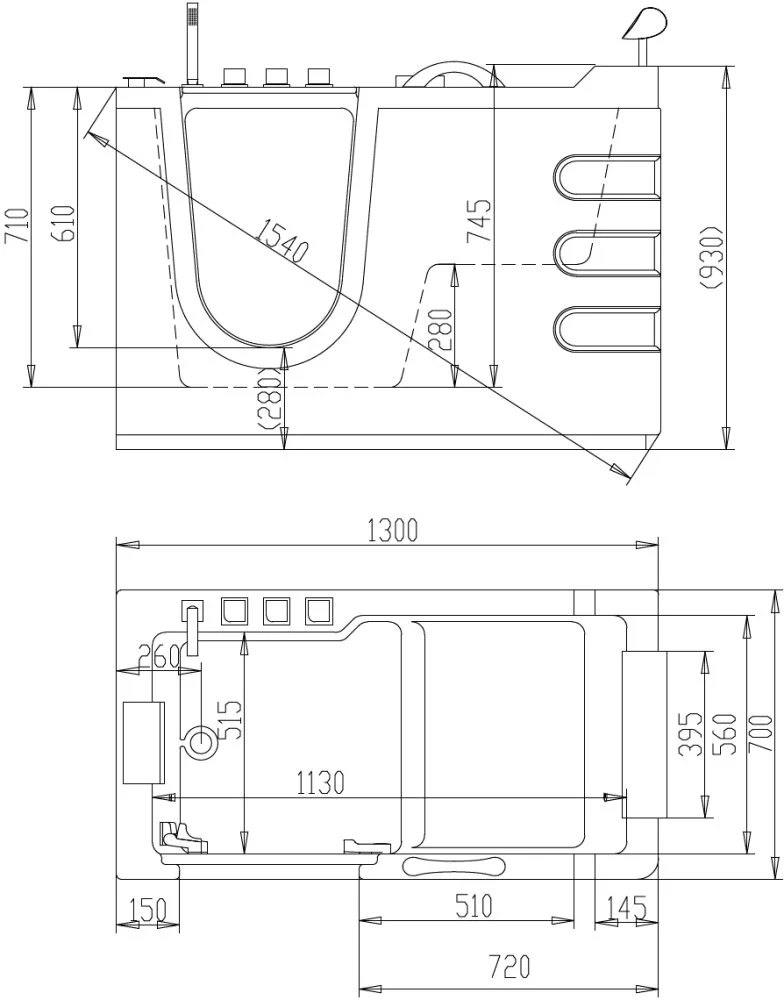 Акриловая ванна Abber 130х70 AB9000 C L белый