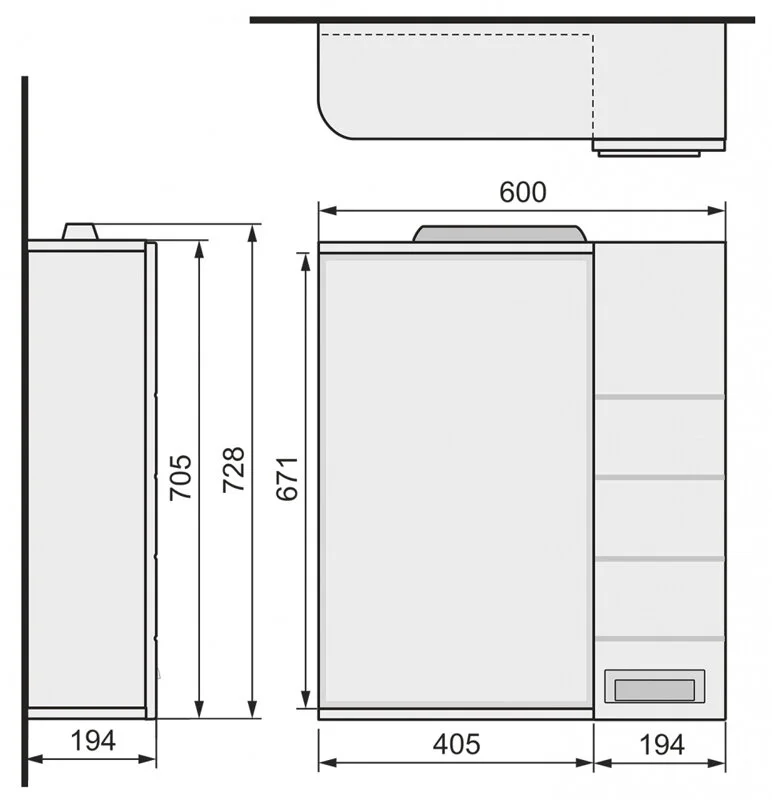 Зеркальный шкаф Raval Kub Kub.03.60/W белый