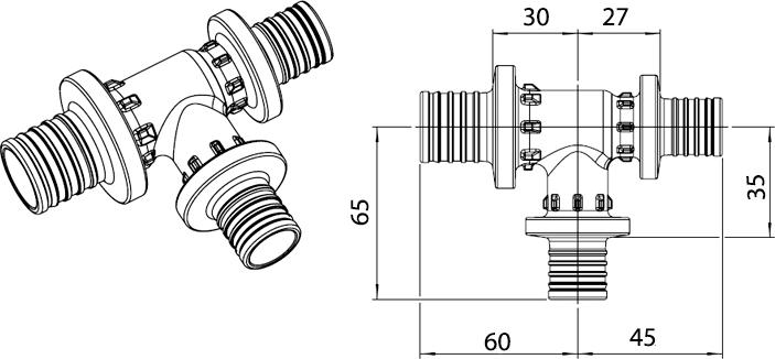 Тройник Rehau Rautitan PX 32-32-20