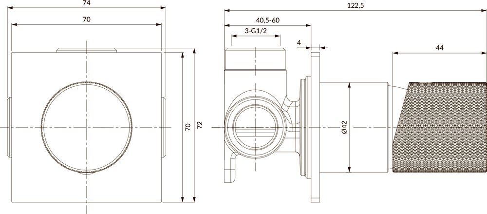 Смеситель для душа Omnires Contour CT8045GLB, золото