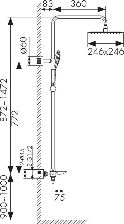 Душевая система Kaiser Cezar 05282, хром