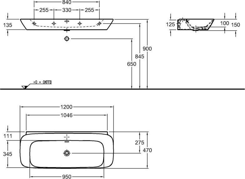 Раковина 120 см Geberit (Keramag) Silk 121625000, белый