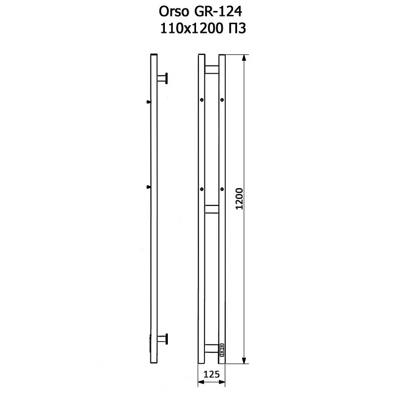 Полотенцесушитель электрический Grois Orso GR-124 11/120 П3 9005 R черный