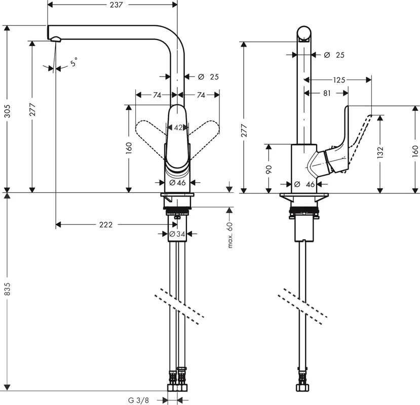 Смеситель для кухни Hansgrohe Focus M41 31827800 сталь