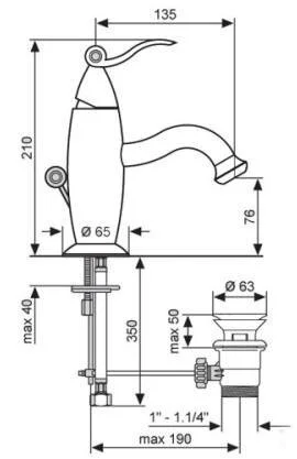 Смеситель для раковины Emmevi Abel 39003OR золото