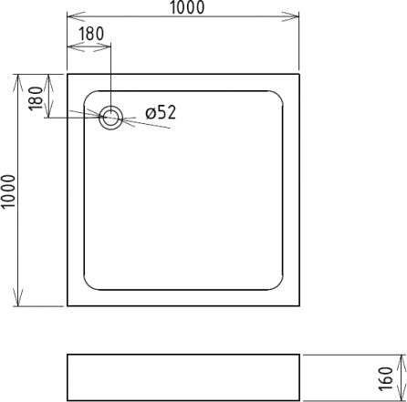 Поддон для душа Gemy ST16T 100х100 см